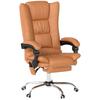 High Back Vibration Massage Office Chair, Heated Reclining PU Leather Computer Chair with 135 Degrees Reclining Back and Footrest, Light Brown