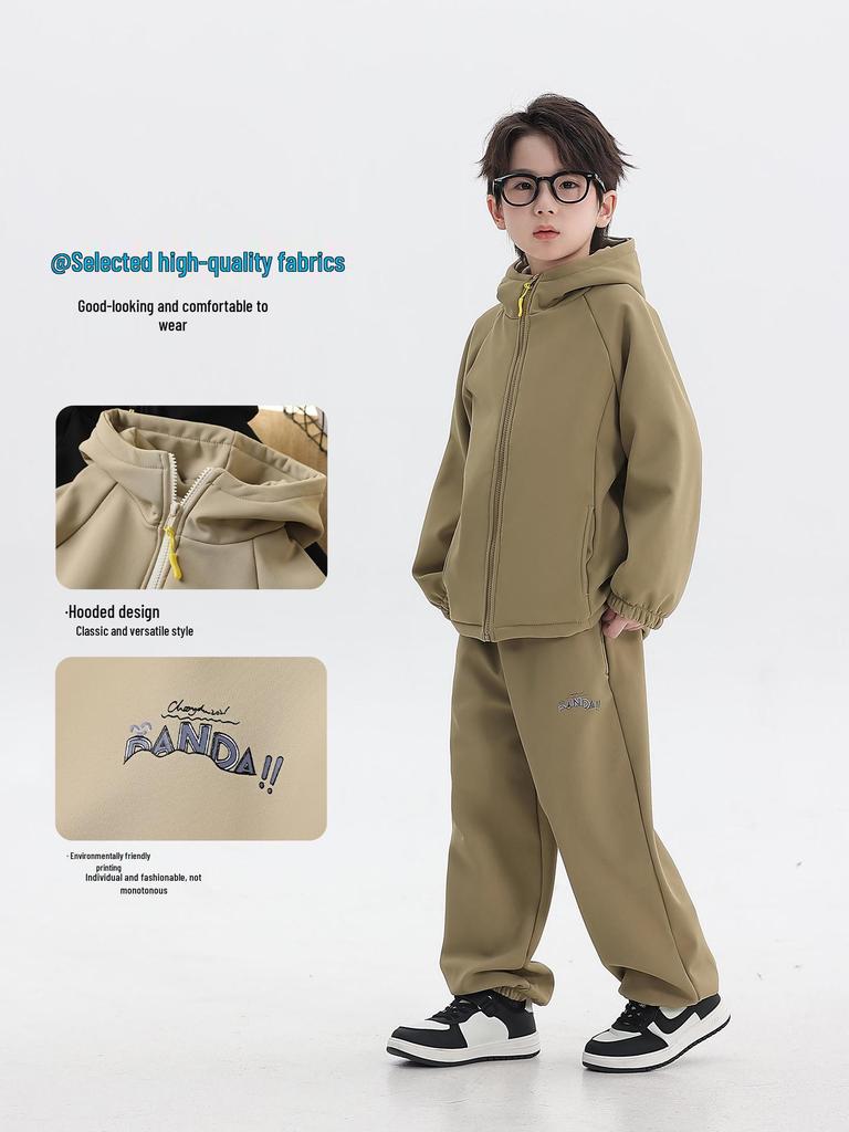2025 Boys' Fleece-Lined Ski Suit: Thick Two-Piece Set for Kids, Autumn/Winter Collection