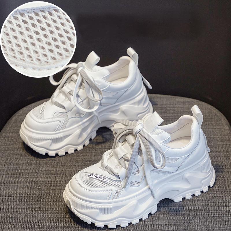 New Autumn Womens Genuine Leather Casual Shoes Leisure Flat Skateboard Shoes Fashion Summer Increase Sneakers Zapatos De Mujer