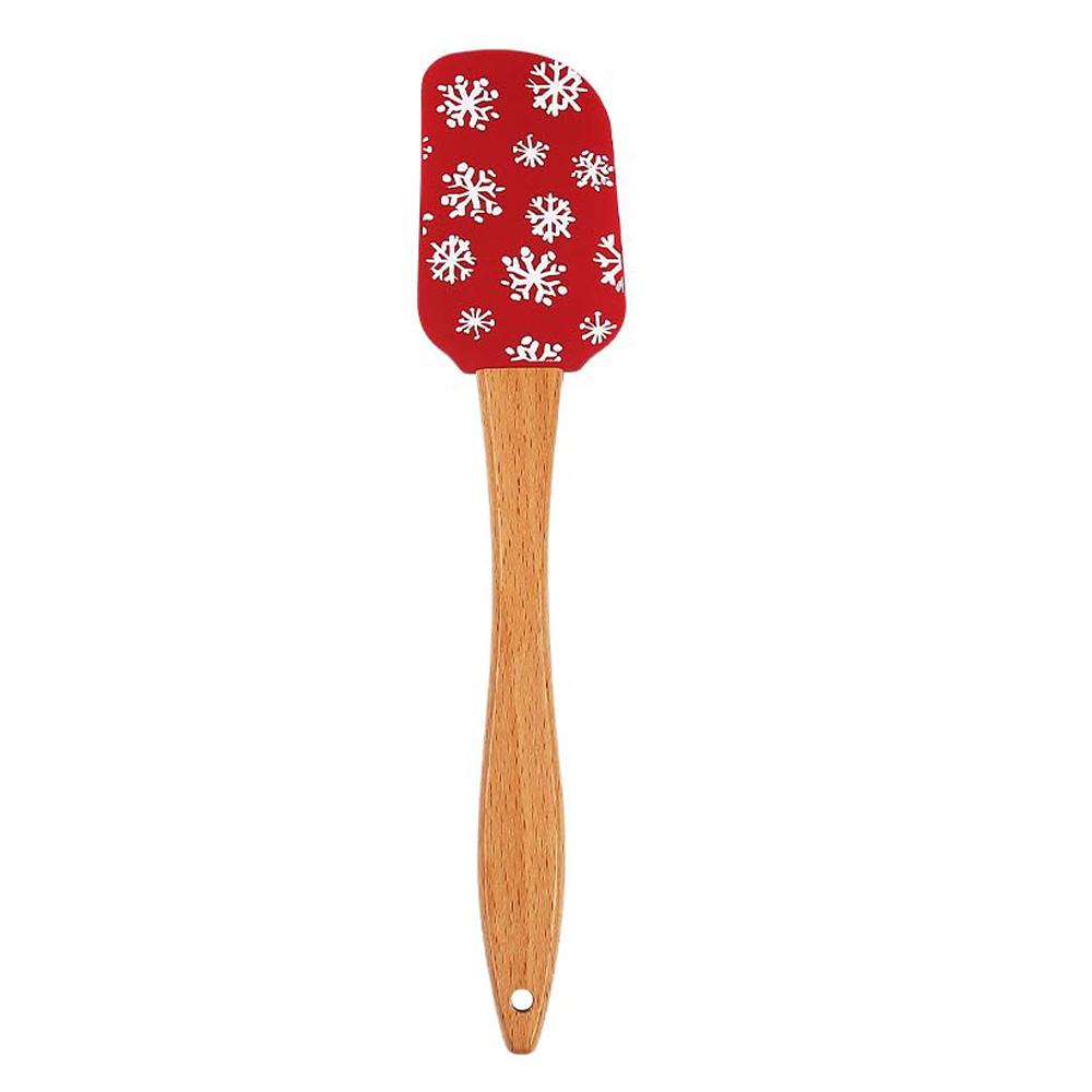 4 Pcs Christmas Silicone Spatula, , Christmas Spatulas with Wooden Handle for Baking, Supplies for Cooking, Gifts and Decoration