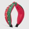 Kids Hair Hoop Red Glossy Beads Crystal Headband Red Green for Christmas Party