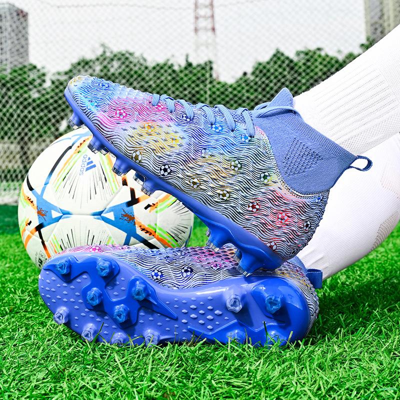 High-top Football Shoes Men's AG Spikes Competition Training Shoes Outdoor Sports High-top Socks Football Shoes Large Size