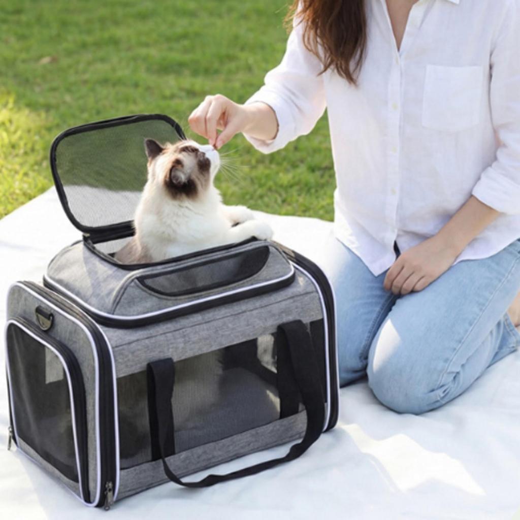 Oxford Cloth Pet Carrier with Mesh Panels Breathable Shoulder