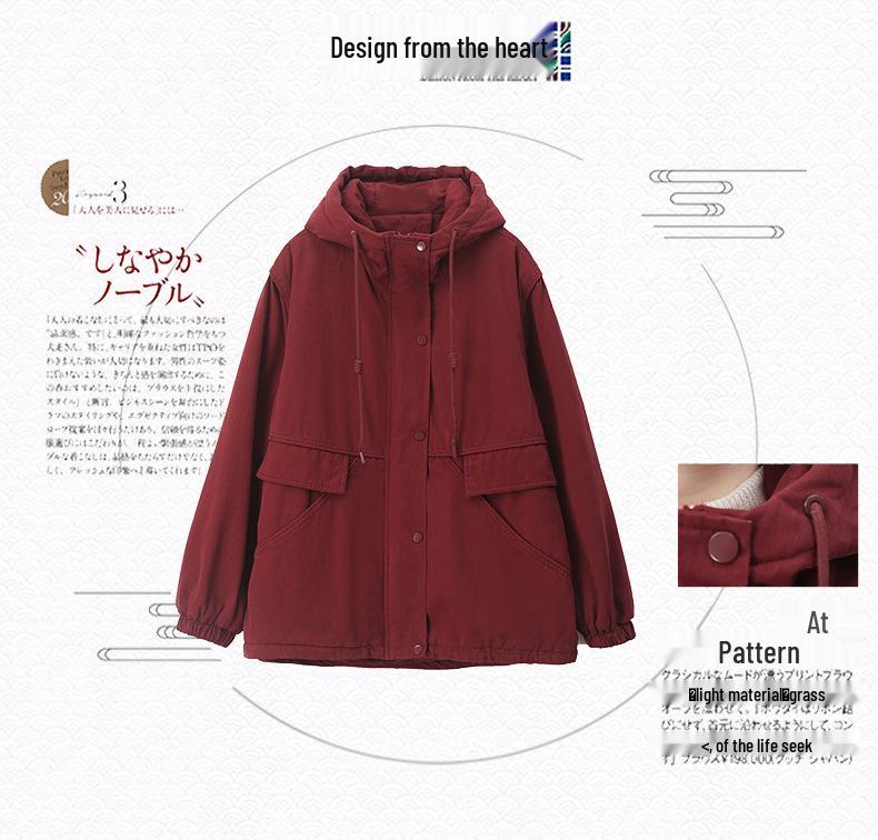 Women's 2024 Winter Fleece-Lined Thick Cotton Parka - Korean Style, Loose Fit for Mid-Aged Moms