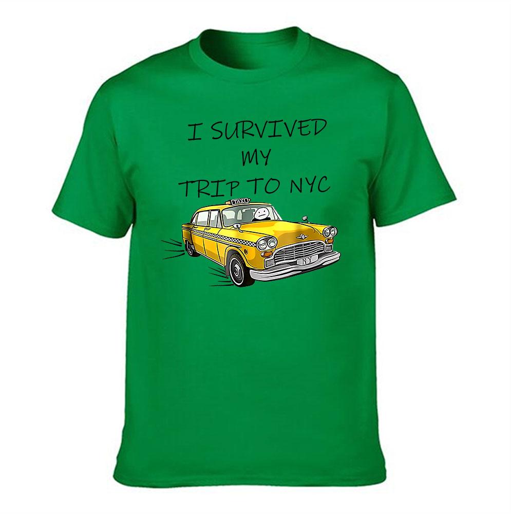 Unisexs Cotton TShirt I Survived My Trip To NYC Funny NYC Yellow Taxi Graphic Tee Casual Short Sleeve Shirt