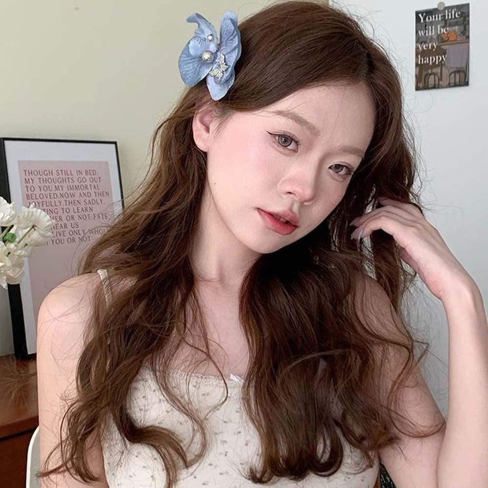 Cloth Butterfly Orchid Hair Clip Pearl Girls Side Clip Sweet Bohemian Style Hairpin  Summer