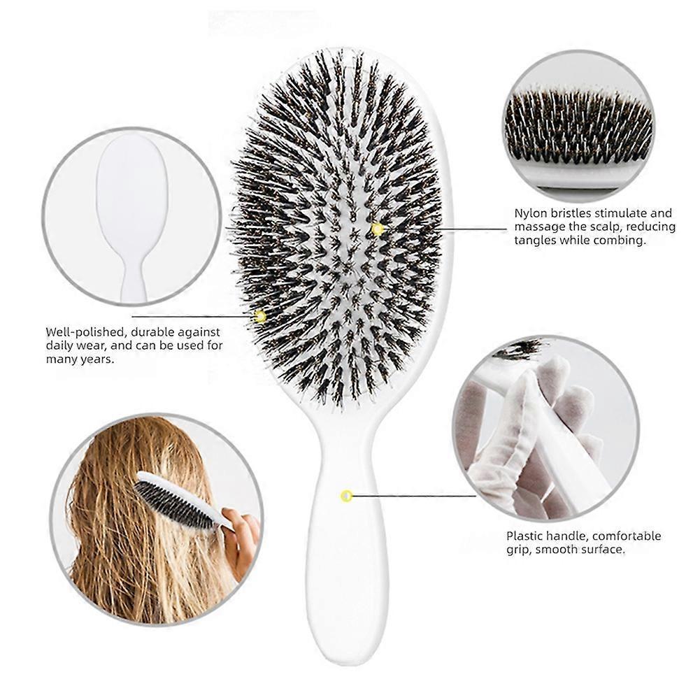 Boar Bristle Air Cushion Hair Brush - Scalp Massage Detangling Comb, Anti-Static & Anti-Frizz Hair Comb for Women