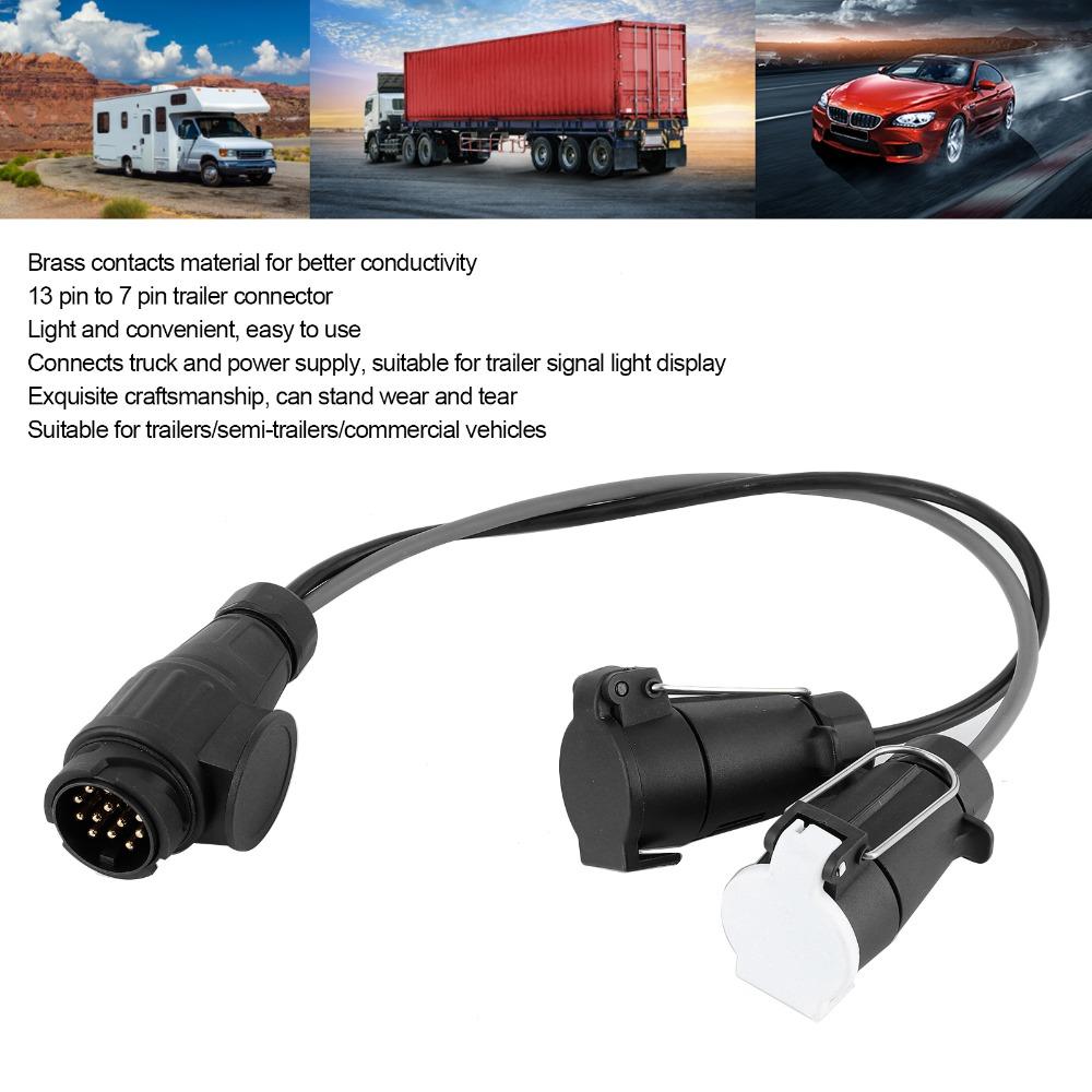 Brass Contact Towbar Electric Adapter Trailer Socket Adapter Cord  Towing Electrical Conversion