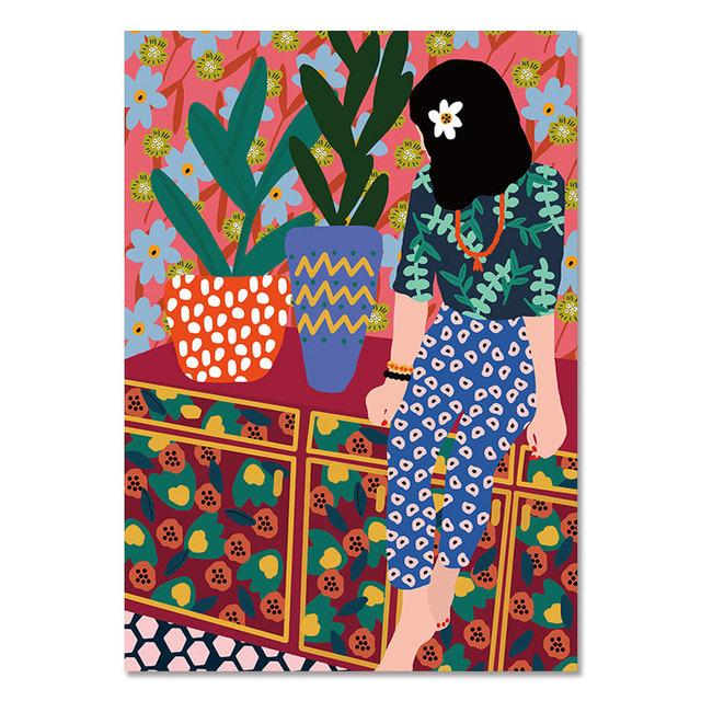 Tropical Colorful Girl Car Flower Koala Leopard Wall Art Malba na plátně Plakáty a obrazy Nástěnné obrazy pro dekoraci obývacího pokoje Bez rámu