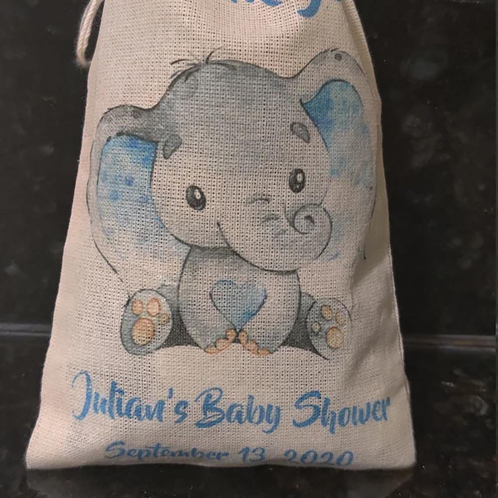 Custom Elephant Favor Bag Baby Elephant Theme Baby Shower Girl or Boy Thank You Kindergarten NewBorn Birthday Party Decor