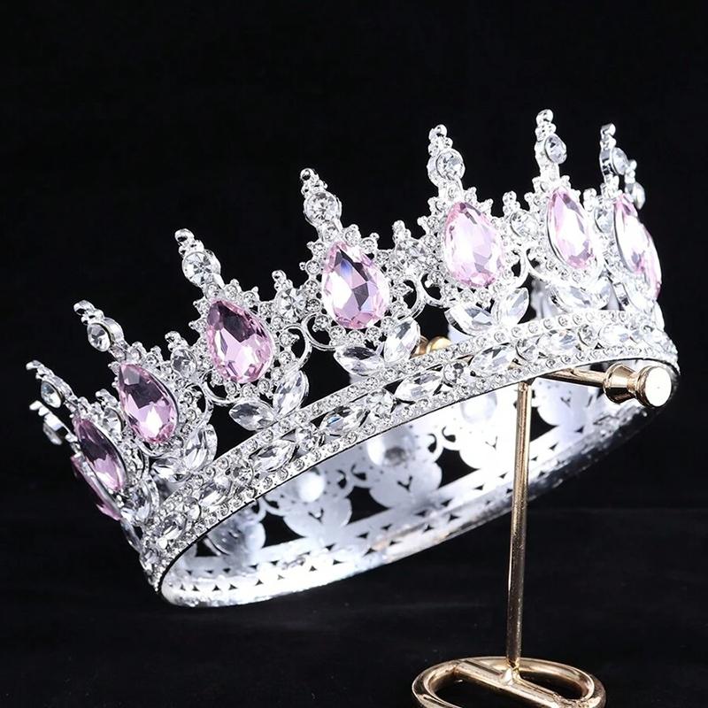 1pc Luxury Jewelry Bride Tiaras Crown Colorful Gemstones Birthday Ceremonies Photography Props Fashion Hair Accessories Crown