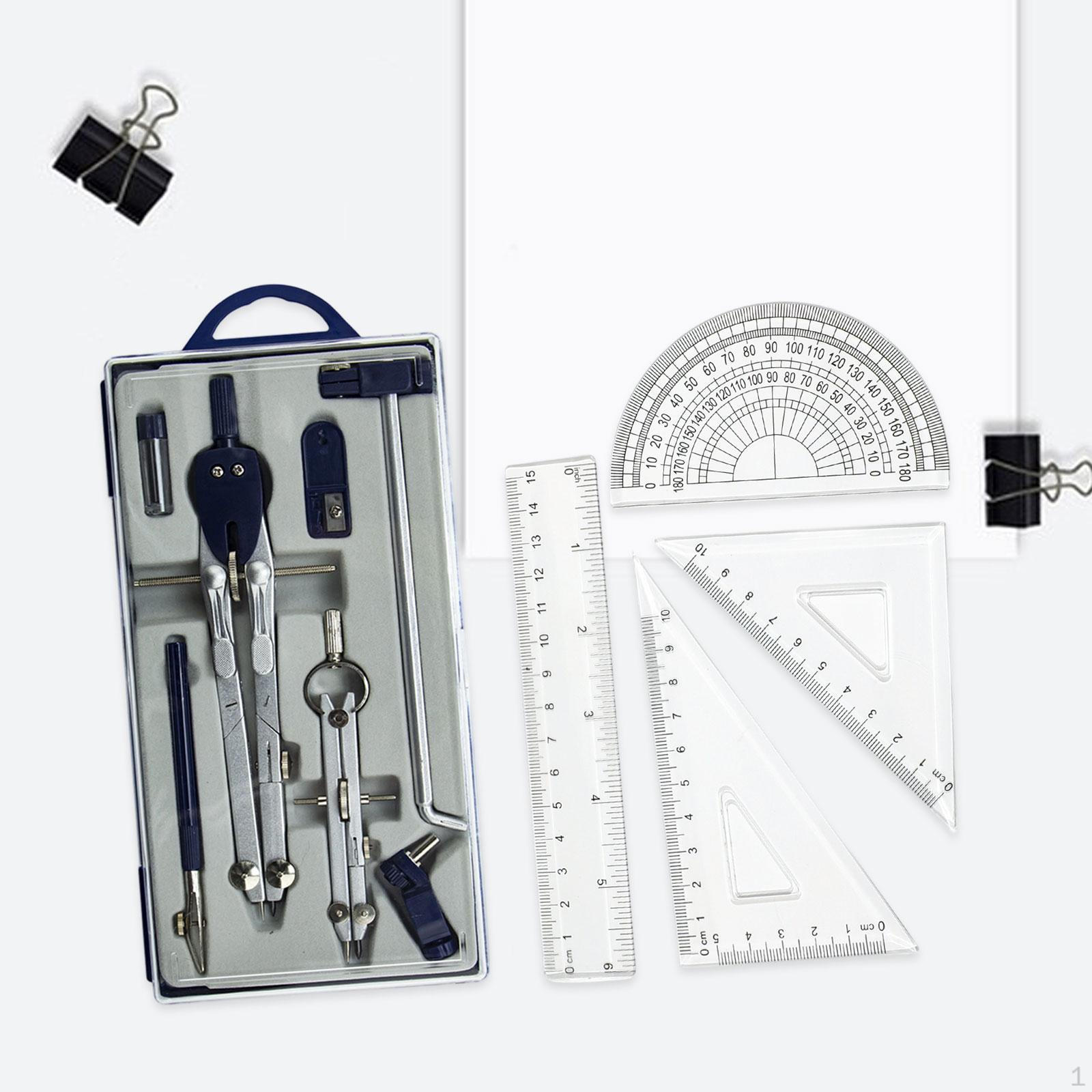 

Набор геометрии Многофункциональный металлический циркуль для школьников, студентов, архитектуры Style B
