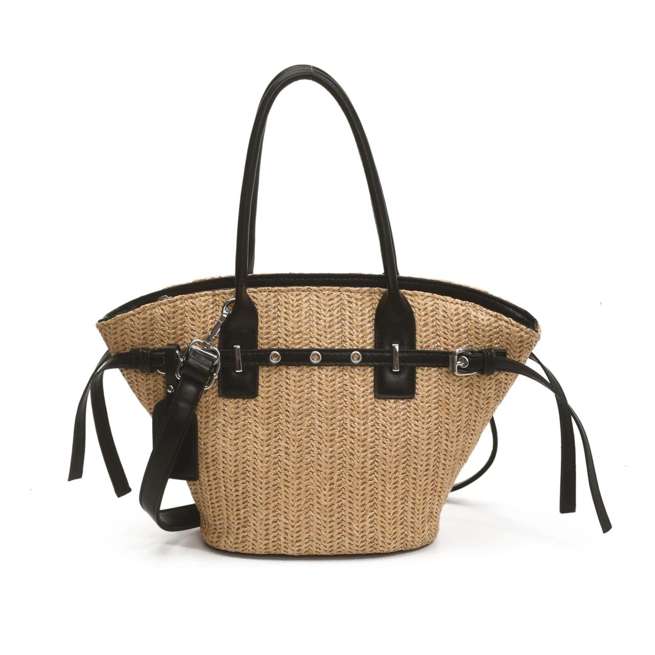 

Light Luxury Exquisite Straw Woven PU Shoulder Bags for Women 2026 High Quality Sense of Luxury Stylish Design Handbags чёрный