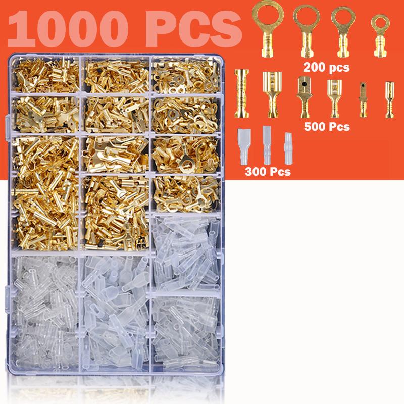 Male Female Wire Box Insulated Cable Macho Connector 2.8/6.3mm Electrical Crimp Terminals Termin Spade Connectors Assorted Kit