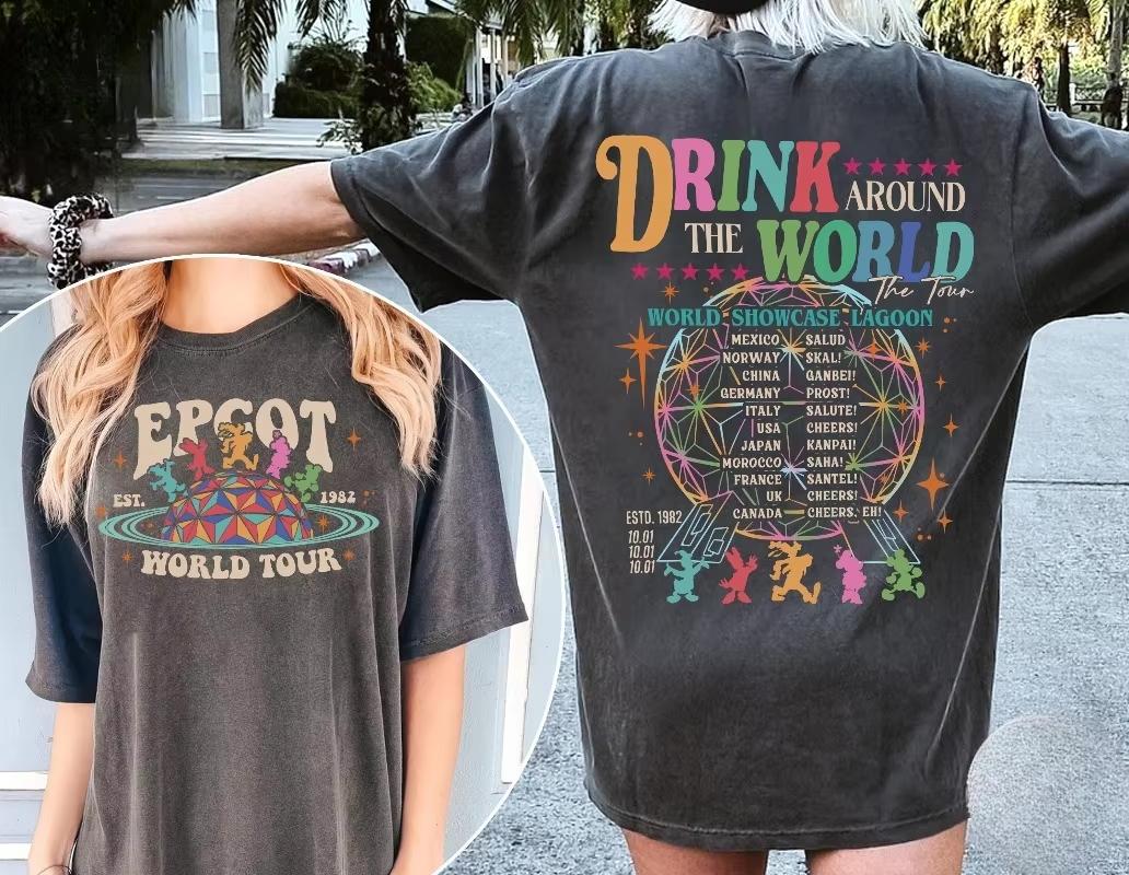 Retro Epcot Drink Around The World Shirt Drink Around The World Shirt Epcot 1982 Shirt S