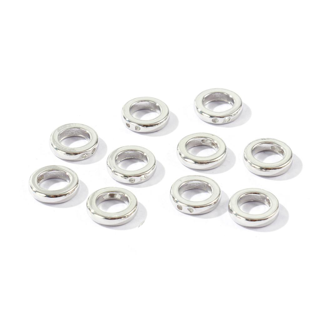 10 PCs Brass End Caps Bead Tip Double Hole Connector Round Rings End Caps For Necklace Bracelet Jewelry Making Accessory 9mm Dia