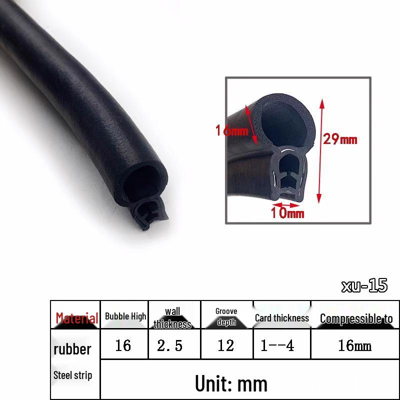 U-Shaped Waterproof Dustproof Rubber Sealing Strip for Cabinets and Car Doors