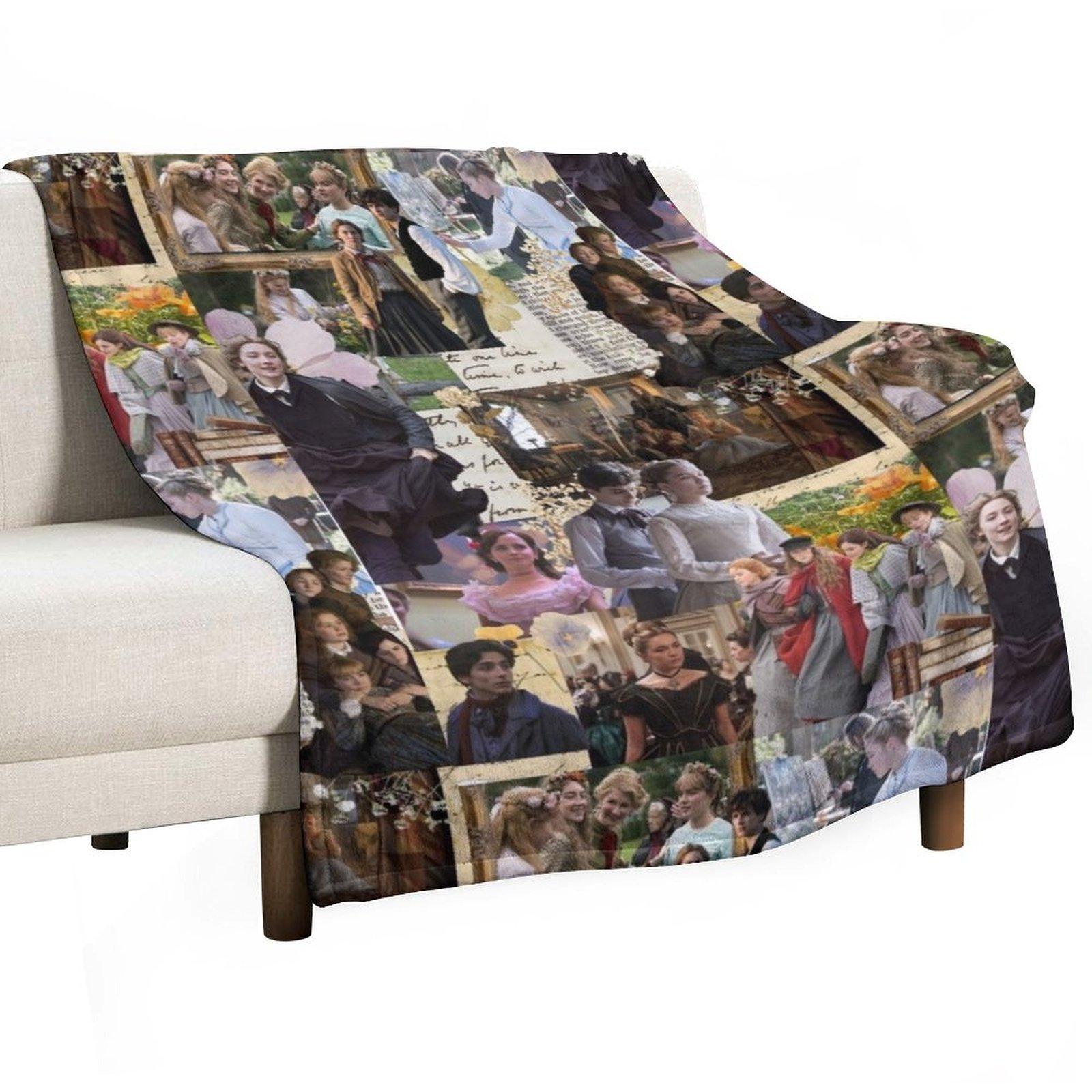 

Little Women Collage Throw Blanket Moving Bed linens sofa bed blankets and throws Blankets 30x40in