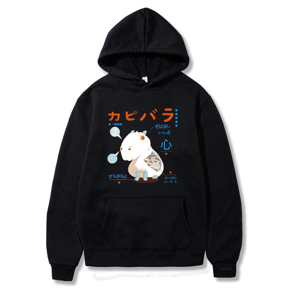 

Толстовка с графическим принтом капибары, унисекс, модная повседневная винтажная толстовка с капюшоном, готические пуловеры, уличная одежда в стиле Харадзюку, одежда унисекс