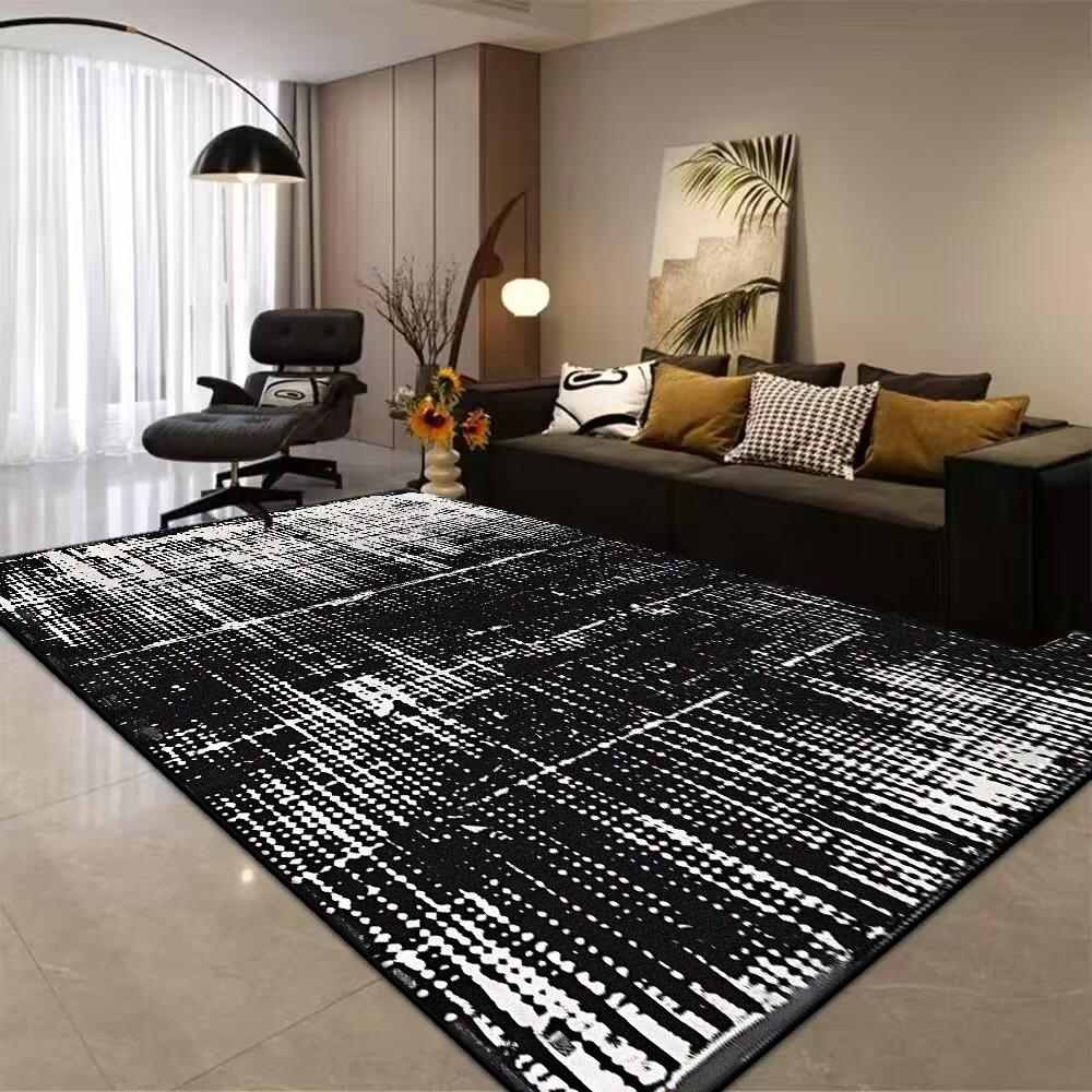 Nordic Style Black Large Carpet Non-slip Living Room Decoration Sofa Area Rug Easy Clean Coffee Table Mat Bedroom Lounge Rugs