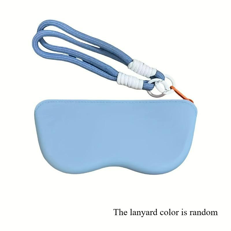 1pc Waterproof Silicone Glasses Case with Zipper & Braided Lanyard - Portable Fashion Glasses Storage