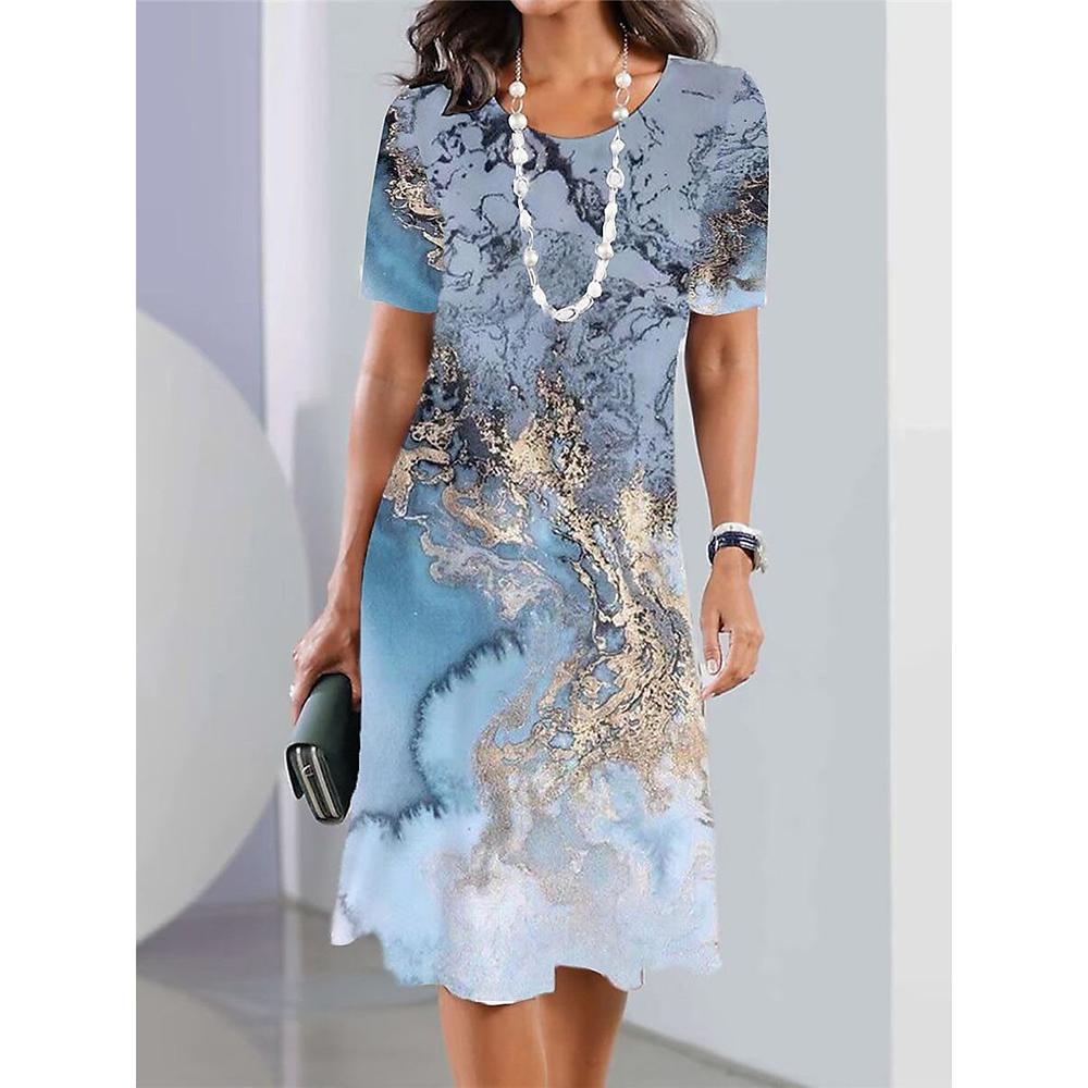 Vintage Women's Dresses Patchwork Print Short Sleeve A-Line Skirt Elegant And Pretty Y2k Women'S Dresses Oversized Summer 2025