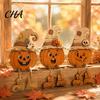 Wooden Pumpkin Decorations 3PCS Distressed Ornaments, Witch Hats And Ghost Patches Rustic Farmhouse Halloween Ornaments Decor, Style Tabletop
