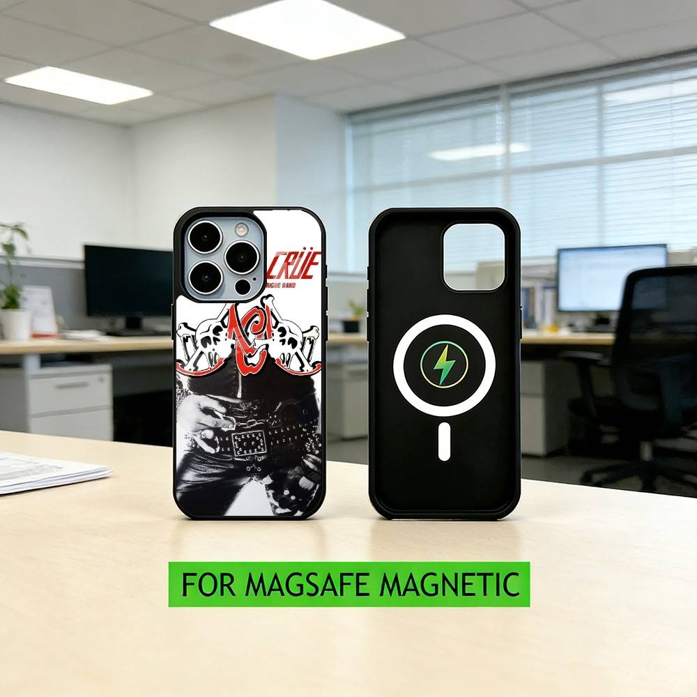 Retro Motley crue Phone Case For iPhone17,16,15,14,13,12,11 Plus,Pro Magnetic with Magsafe Wireless Charging