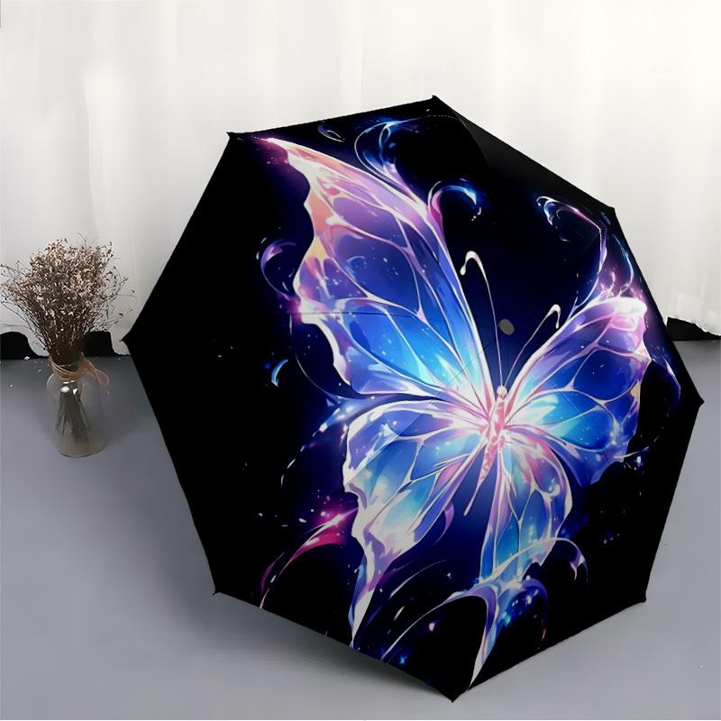 1pc Butterfly Fantasy Automatic Folding Umbrella - Compact 8-Rib Design, Durable Plastic & Iron, Lightweight for Outdoor Daily Use114