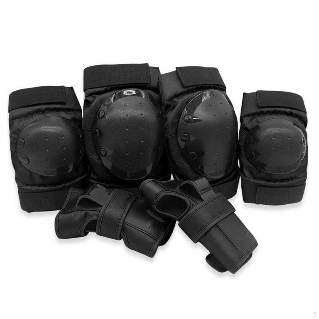 6 Pieces Knee Elbow Wrist Guard Set Adjustable Straps Blading Pads Impact Resistant Skating Kit