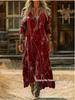 2026 Spring Retro V-neck Long-sleeved Plus Size Dress