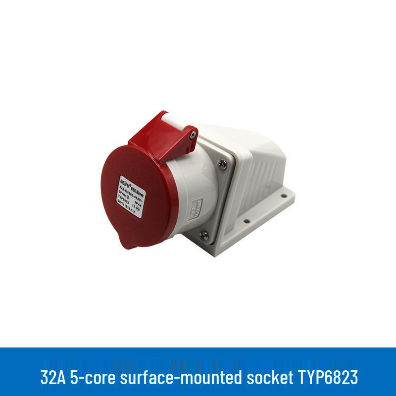 Weipu TYP285 6823 32A 5-Pin Industrial Plug & Socket, IP44 Surface/Flush Mount