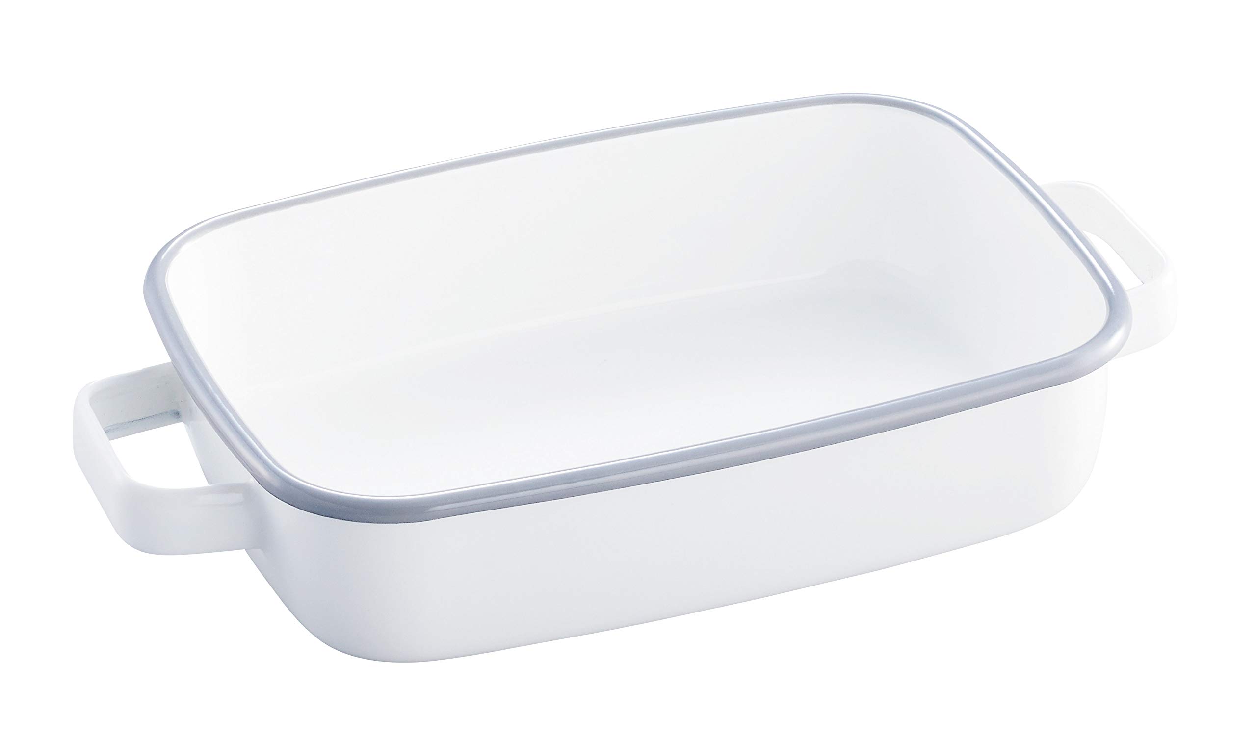 

365methods Fuji Enamel Oven Dish White x Light Grey Shallow S Size 0.9L YY-HS.W