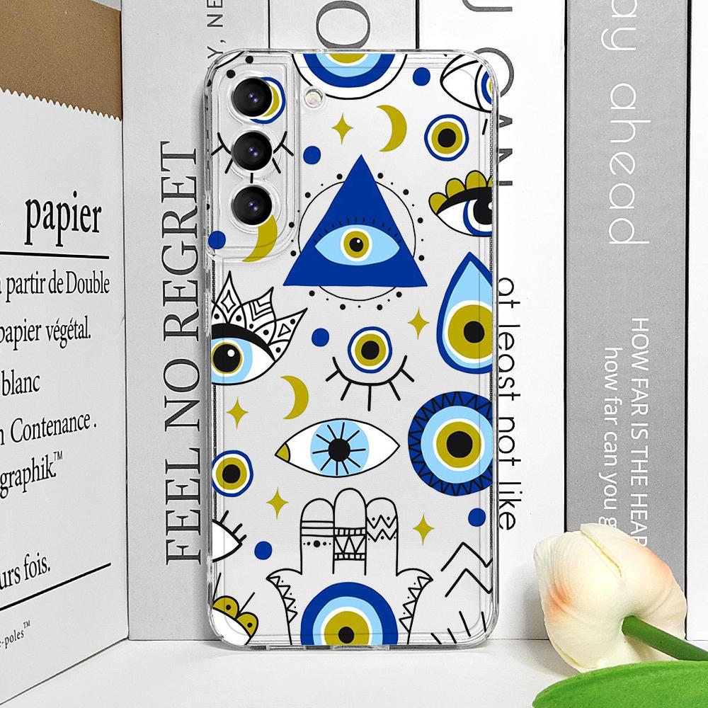 Lucky Eye Blue Evil Eye Print Phone Case for Samsung Galaxy A14 A16 A55 A54 A36 A53 A13 A15 A25 A52 5G Clear Soft Covers Fundas