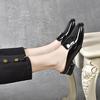 Slippers Women's Outer Wear 2025 Summer Two Heights Square Buckle Cow Patent Leather Low Heel Bag Head Half Drag Square Head Women's Cool Slippers