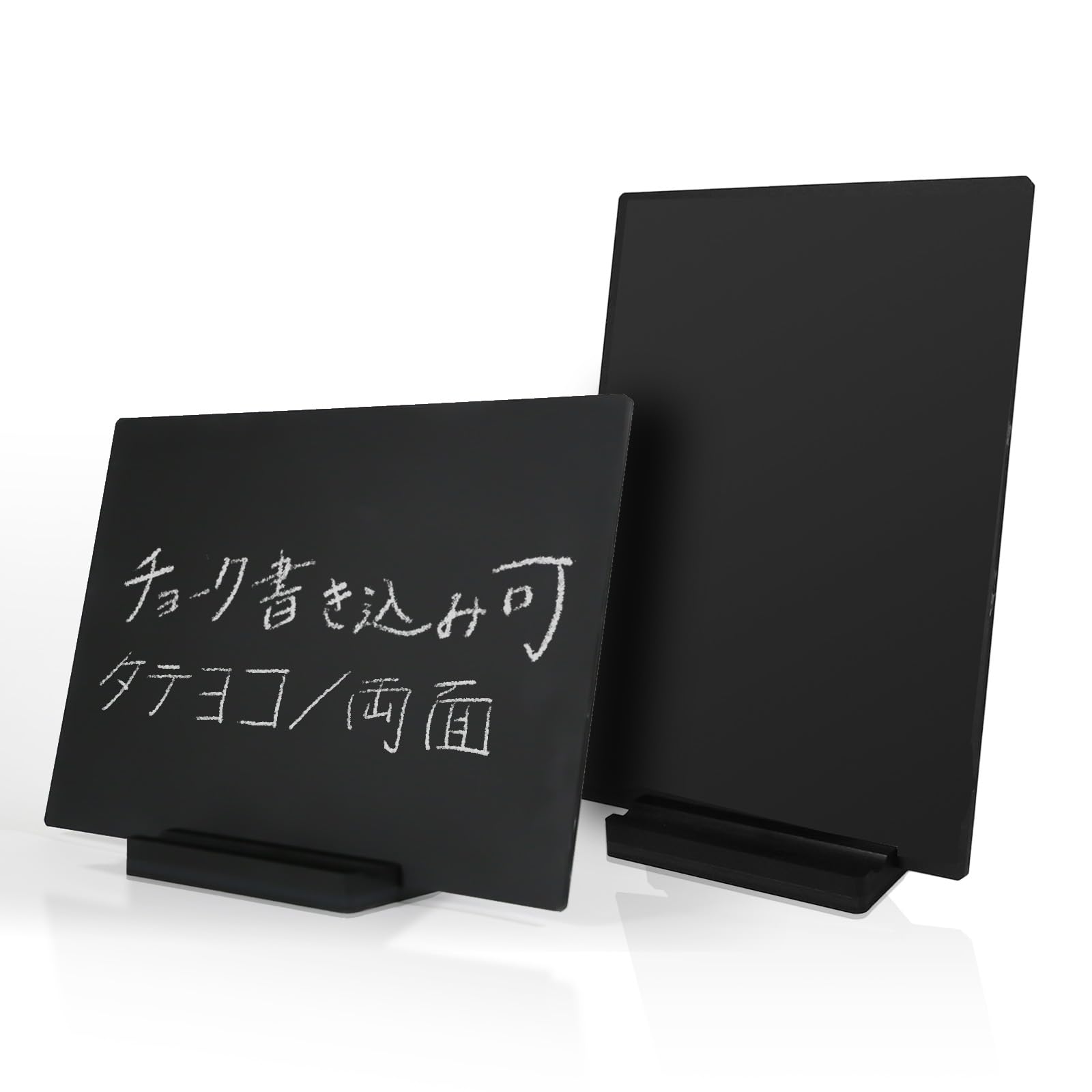 

BBEST Blackboard Menu Board, Tabletop Mini Blackboard, Double-Sided, Vertical/Horizontal, Washable, Freestanding, Matte Black, Promotional POP, Store