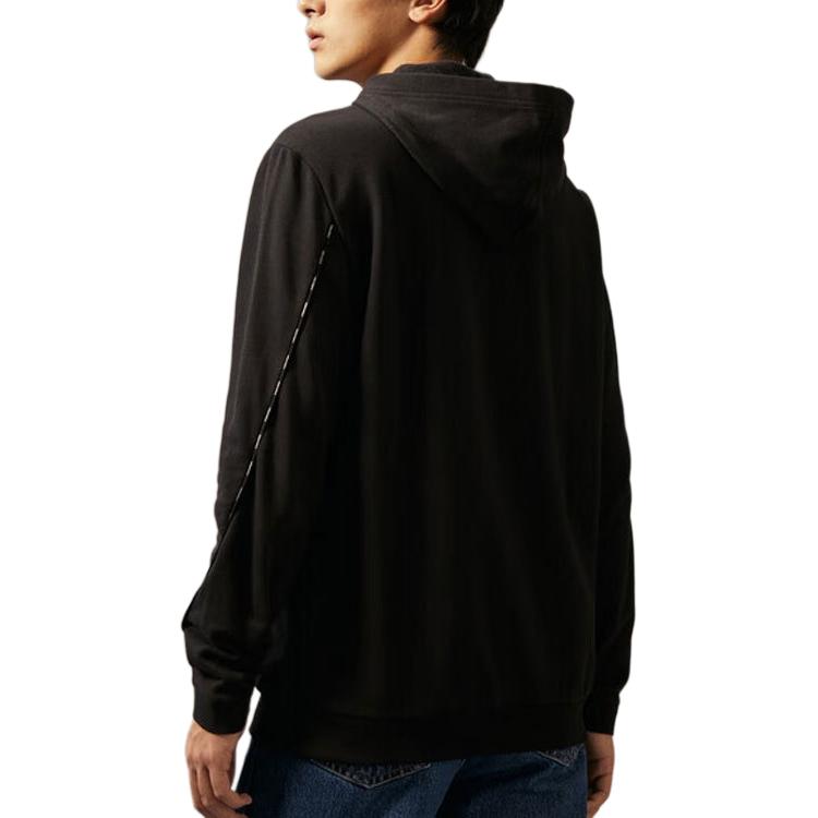 Calvin Klein Letter Logo Hooded Long Sleeve Sweatshirt Men sweatshirt Black 40QC404-BAE