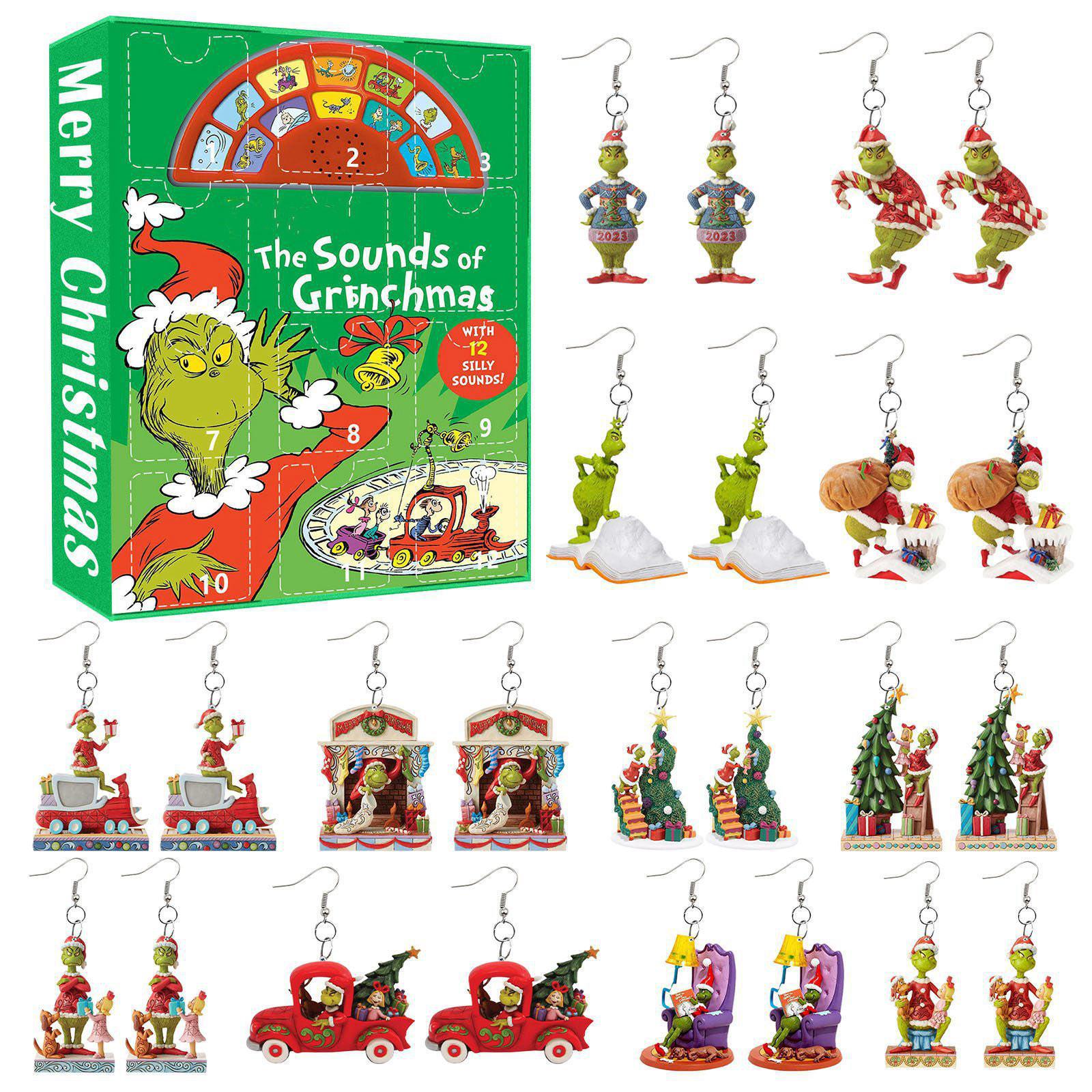 

Рождественский адвент-календарь, серьги обратного отсчета, адвент-календарь, коробка-сюрприз, рождественский адвент-календарь, подарок-сюрприз One Size