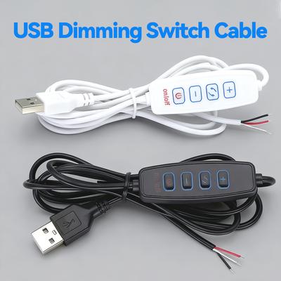 DC5VLED Dimmer USB Port Power Supply Line Dimming Color Matching 2m Extension Cable With ON OFF Switch Adapter ForLED Light Bulb