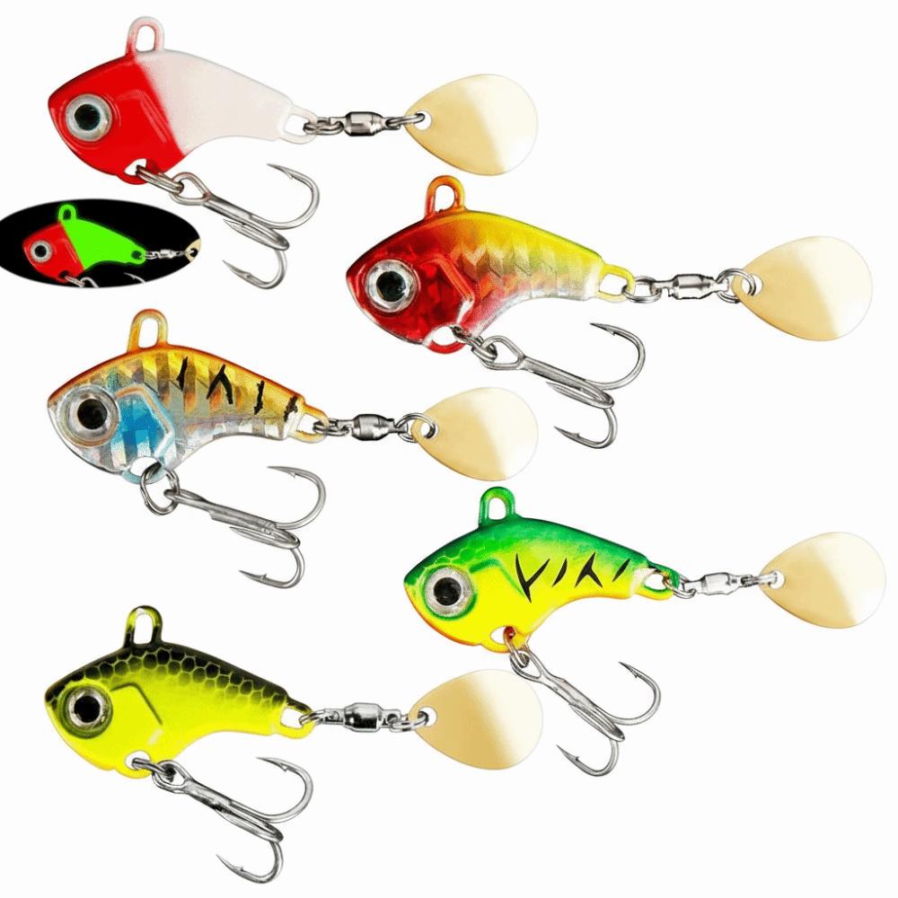 5Pcs/Box Hard Metal Rotating VIB Lure For Saltwater Freshwater Bass Pike Trout Fishing