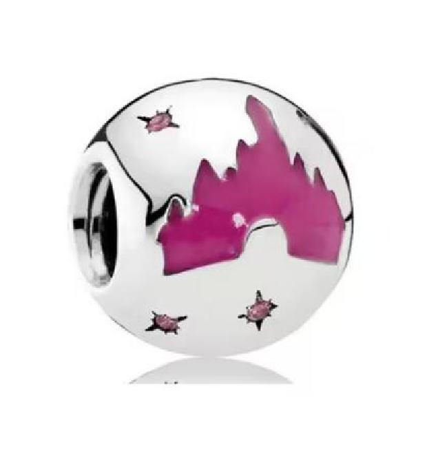 Miniso Disney Flower Fairy Castle Bow Charm Silver 925 Fine Jewelry For Women Original Bracelet Beads New