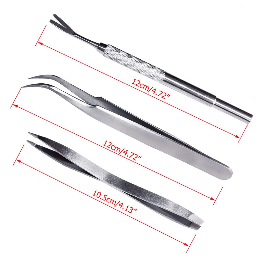 3Pcs Pet Flea Treatment Tick Removal Tools Set Stainless Steel Fork Tweezers Clip Set for Dog Cat