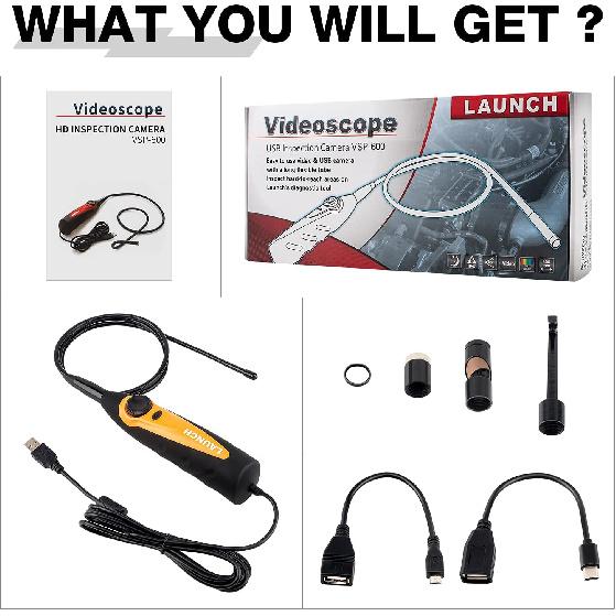 

Эндоскоп USB LAUNCH Tech VSP-600, 0,21 дюйма, змеевидный, водонепроницаемый IP67, видеоскоп HD, бороскоп, подходит для сканера X431 V PRO3S+ и телефона Android, с