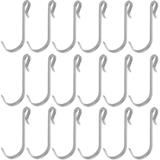 20 Pcs J Shaped Hook, Snap On Hooks Stainless Steel j Hooks for Wire Shelving Display Kitchen Bedroom Office(Silver)