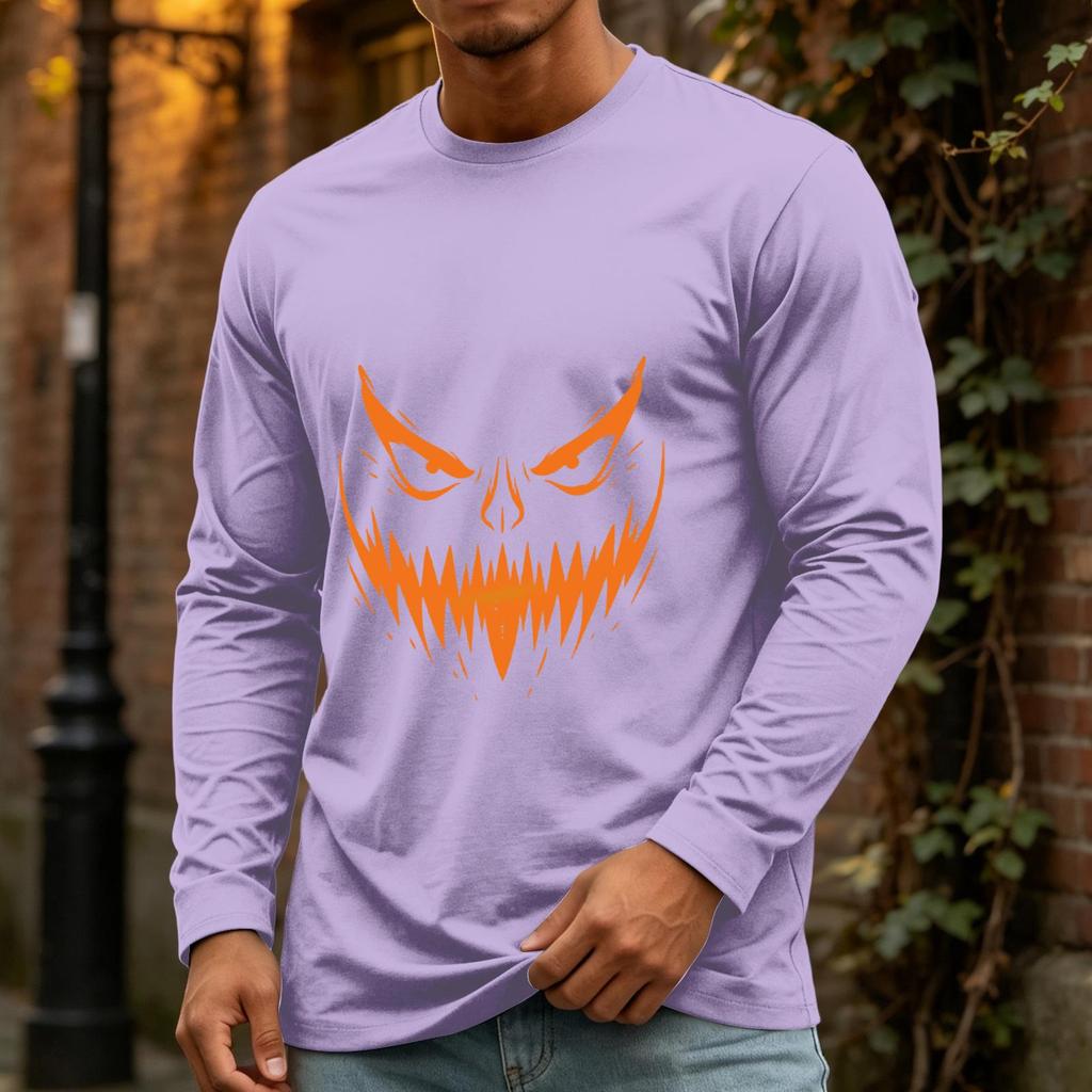 Men's Casual Long Sleeve Neck T-Shirt for Halloween