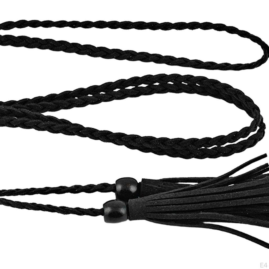 Knitted Waist Belt Waistband Retro Style, Rope Fashion Narrow Pendant, with Bead Accessories
