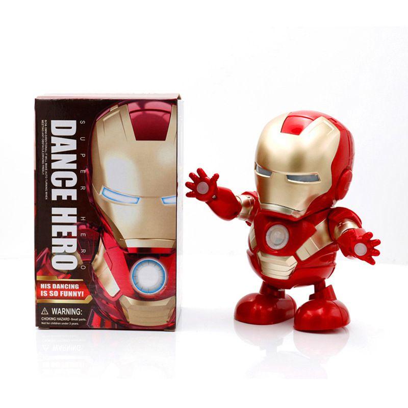Vibrant Dance Iron Man Action Figure Toy With Led Flashlight And Sound Features