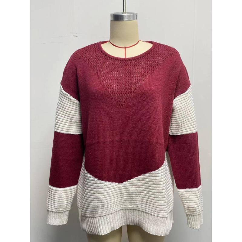 Women S Crew Neck Long Sleeve Pullover Knit Sweater Vintage Winter Top