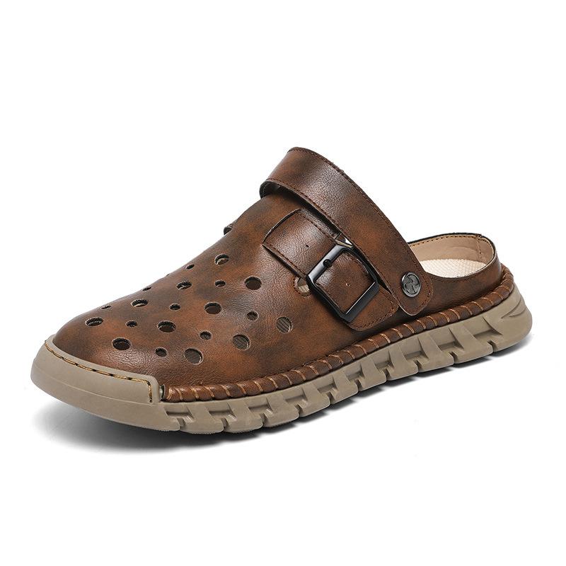 

Большие тапочки-мешки для мужчин, летняя дышащая верхняя одежда с одной педалью, без каблука, полузатягивающиеся, для отдыха на пляже, классные тапочки 48