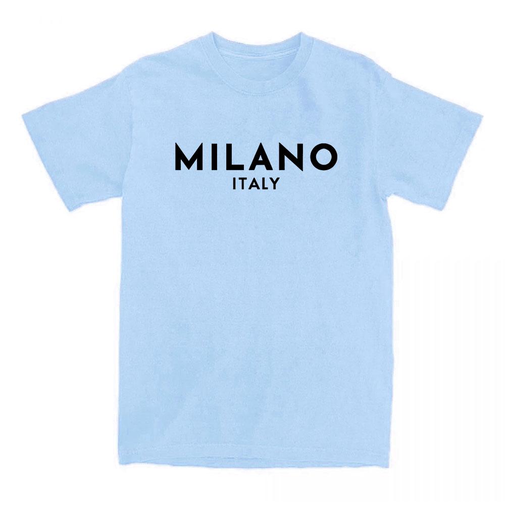 Itálie Milán Módní Město Trička Bavlna Měkké Tričko Léto Unisex Tričko s Krátkým Rukávem Estetická Grafická Trička